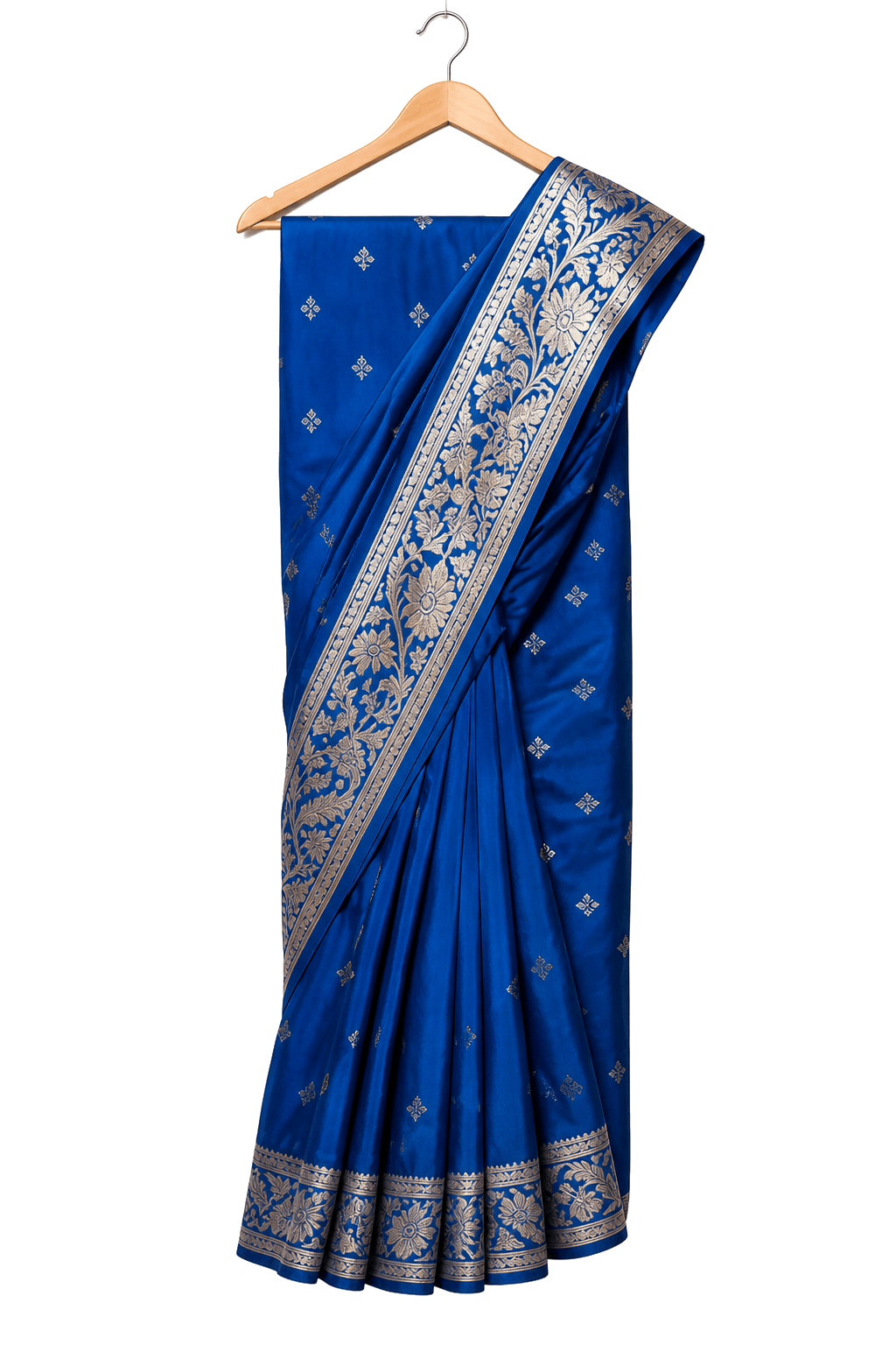 Blue saree on hanger